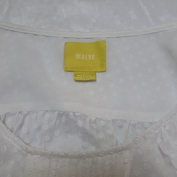 ANTHROPOLOGIE MAEVE RUFFLED‎ CLIPDOT TANK WHITE DOTTED - Picture 6 of 9